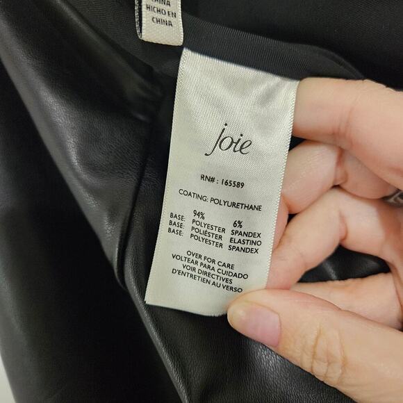 Joie Faux Leather Stretch Leggings Black Shiny Stretch Sz S PullOn Tummy Control - Picture 4 of 4